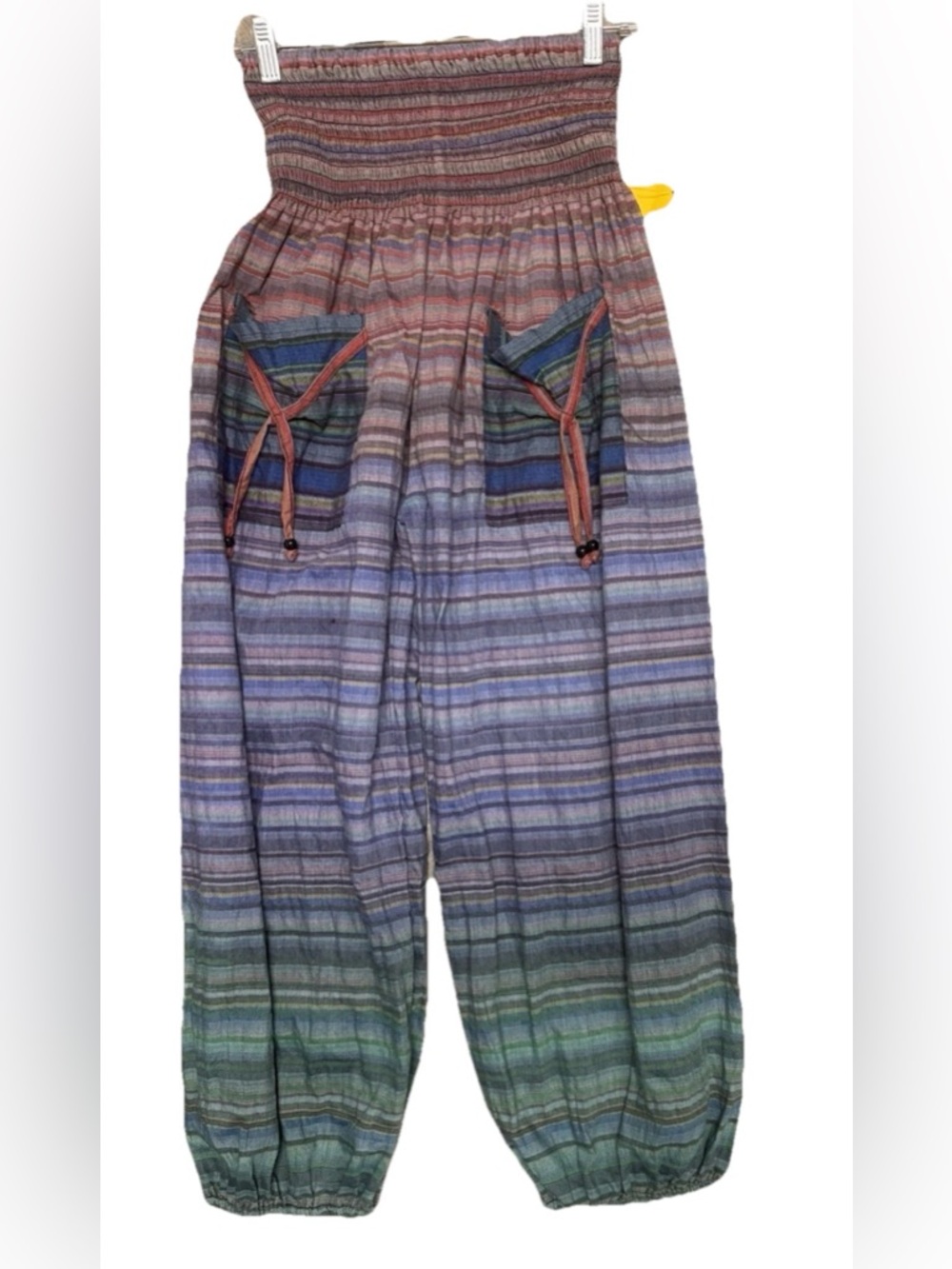Hippie Harem Pants Unisex Boho Striped Festival Gypsy Tassel Pocket Baggy